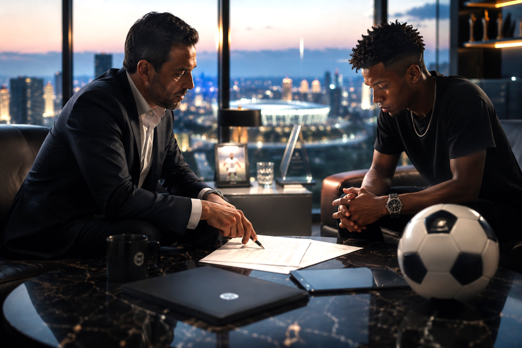 Bastidores do Futebol · Mitos e Realidades - É verdade que precisa de empresário para virar jogador de elite? chatgpt image 3 de jun. de 2026, 10 37 42
